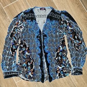 HALE BOB VELVET BURN OUT LONG SLEEVE TOP SZ XS